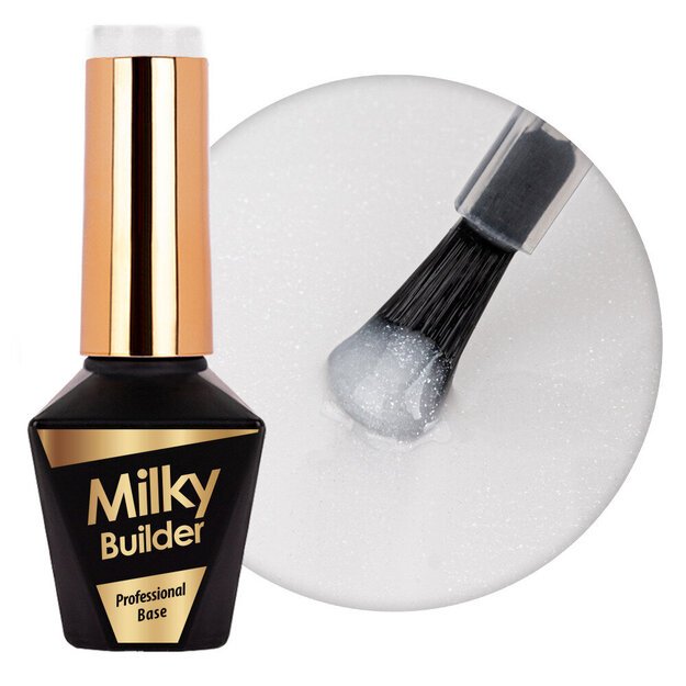 Bazinis sluoksnis manikiūrui Molly Nails Milky Builder Base Pearly, 10 g