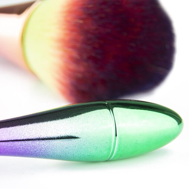 Didelis vaivorykštės spalvų šepetėlis nagų dulkėms 2