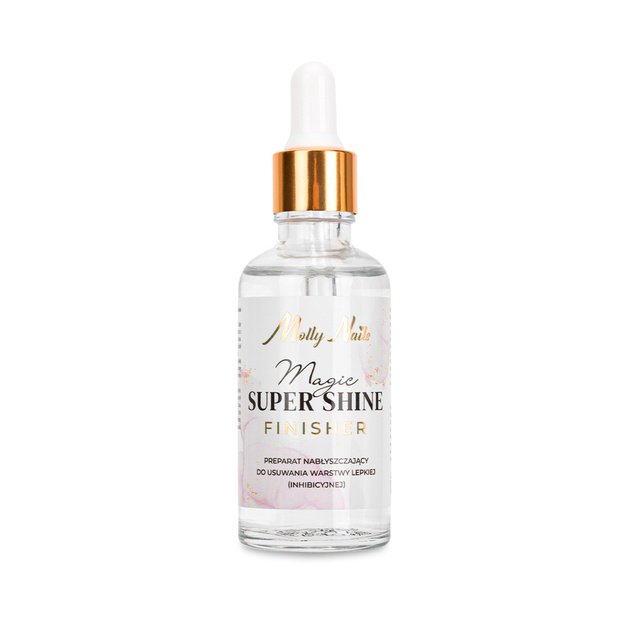 Molly Nails Magic Super Shine Finisher perfumuotas cleaneris su pipete, 50 ml