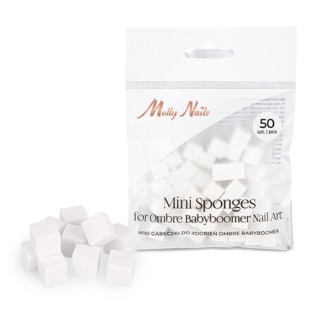 Molly Nails mini kempinėlių rinkinys ombre ir babyboomer dekoravimui, 50 vnt.