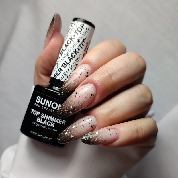 Gelinio nagų lako viršutinis sluoksnis Sunone Top Shimmer White, 5 g 2