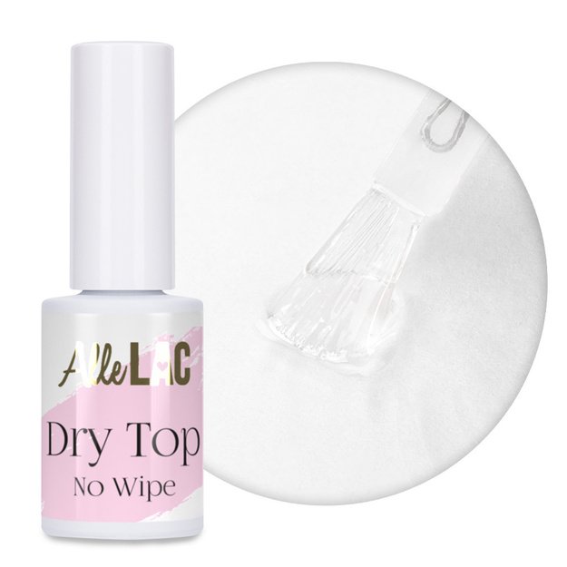 AlleLac Dry Top High Gloss No Wipe viršutinis nagų sluoksnis, 7 g