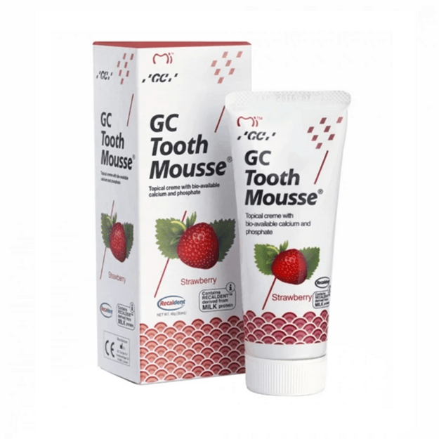 Remineralizuojantis dantų kremas be fluoro GC Tooth Mousse Recaldent, braškių 35 ml