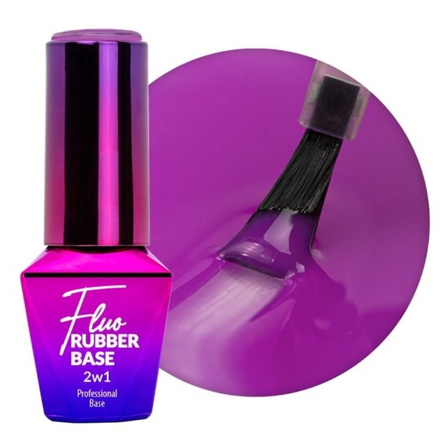 MollyLac Fluo Rubber Base 2in1 Chillin Nr. 5 kaučiukinė bazė su spalva, HEMA/Di-HEMA Free, 10 g