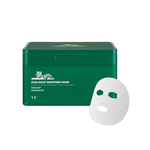 VT Cosmetics Cica Daily Soothing kasdienės raminamosios lakštinės veido kaukės, 30 vnt.