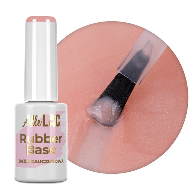 AlleLac Peach Bling Nr. 7 kaučiukinė bazė su spalva ir blizgiomis dalelėmis HEMA/Di-HEMA Free, 7 g