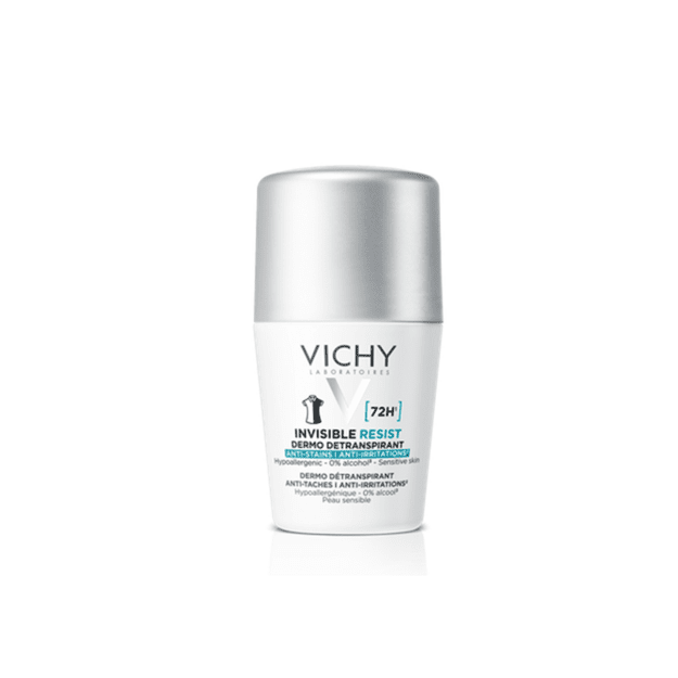 Vichy Invisible Resist 72H rutulinis antiperspirantas su apsauga nuo žymių ant drabužių, 50 ml