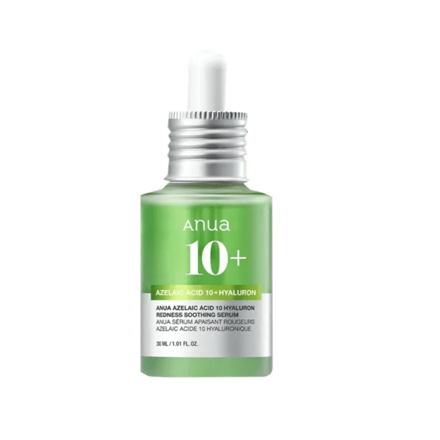 Anua Azelaic Acid 10 Hyaluron Redness Soothing Serum Green raminamasis veido serumas su 10 % azelaino rūgštimi, 30 ml
