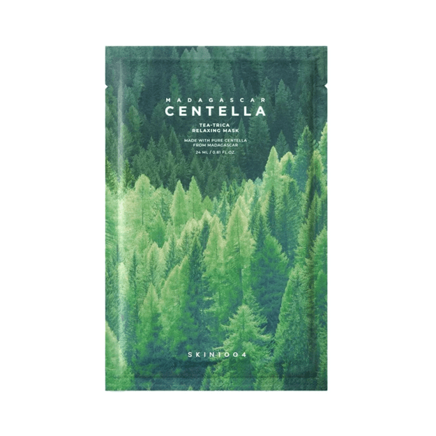 SKIN1004 Madagascar Centella Tea-Trica Relaxing Mask – raminamoji lakštinė veido kaukė probleminei odai, 24 ml
