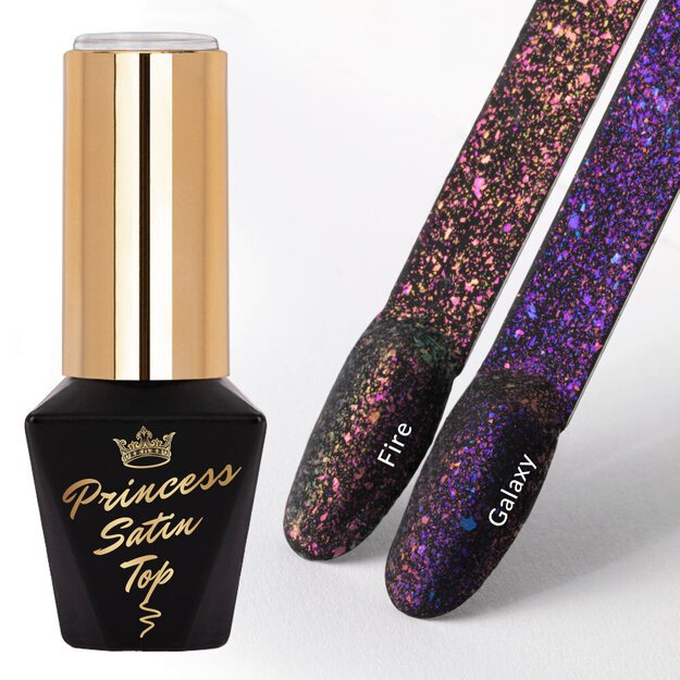 Gelinio nagų lako viršutinis sluoksnis Molly Nails Princess Satin Top Fire, 10 g