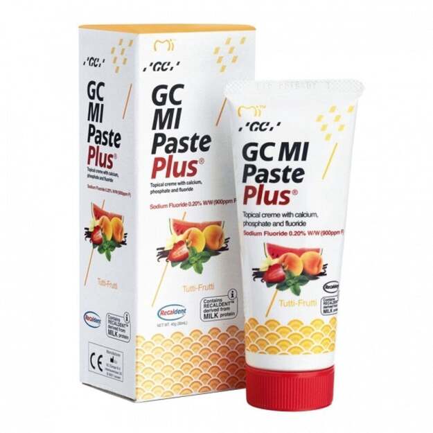Remineralizuojantis dantų kremas be fluoro GC Tooth Mousse Recaldent, Tutti Frutti 35 ml