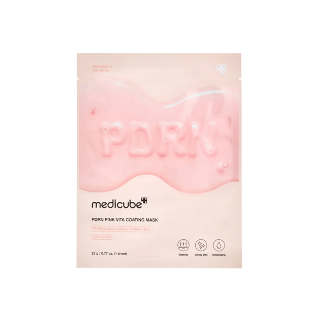 Medicube PDRN Pink Vita Coating veido kaukė skaistinančiam ir drėkinančiam efektui, 22 g