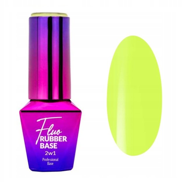 MollyLac Fluo Rubber Base Nr. 2 Cool Swirl kaučiukinė bazė 2in1, 10 ml