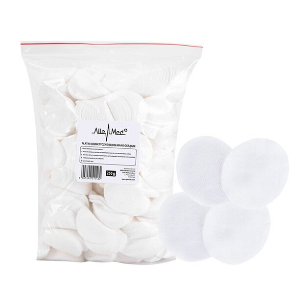 Kosmetiniai medvilniniai diskeliai AlleMed, 600 vnt Kosmetiniai medvilniniai diskeliai AlleMed, 600 vnt
