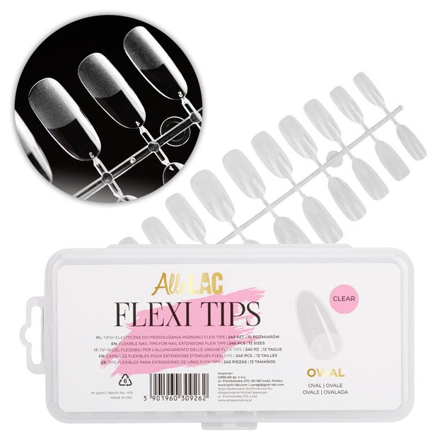 AlleLac Flexi Tips ovalo formos nagų priauginimo tipsai, 240 vnt