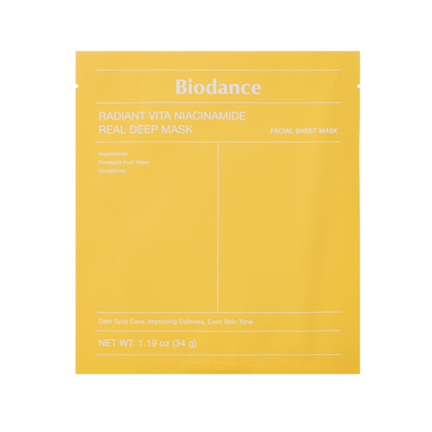 Biodance Radiant Vita Niacinamide Deep Mask skaistinamoji lakštinė veido kaukė, 34 g