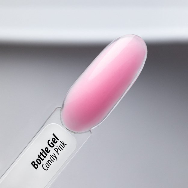AlleLac Bottle Gel Candy Pink vienfazis statybinis nagų gelis buteliuke su teptuku, 15 g