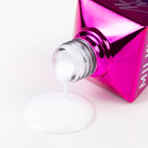 Top Milky MollyNails – pieniškas no wipe nagų topas Cream White, HEMA/Di-HEMA Free, 10 g