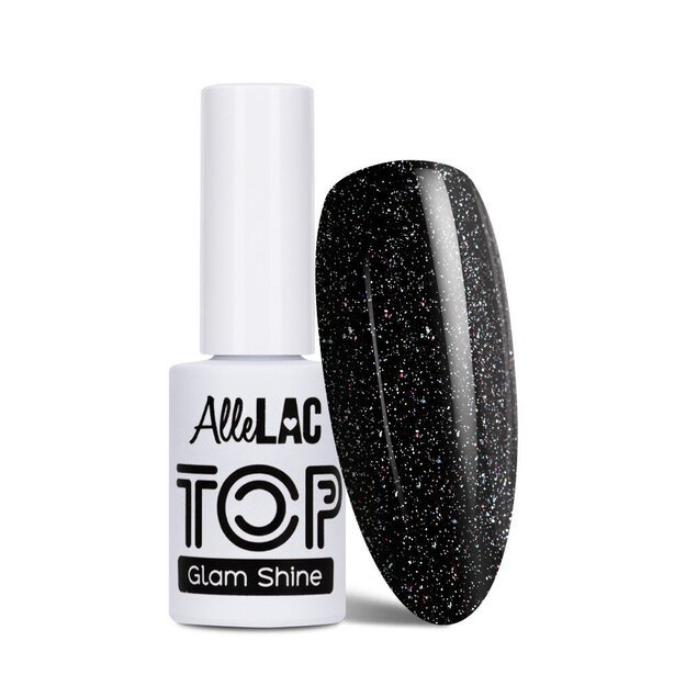 Gelinio nagų lako viršutinis sluoksnis Top Glam Shine AlleLac Moonstone, 5 g