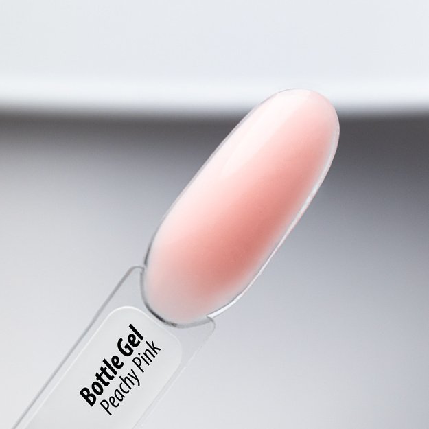 AlleLac Bottle Gel Peachy Pink vienfazis savaime išsilyginantis nagų gelis su teptuku, 15 g