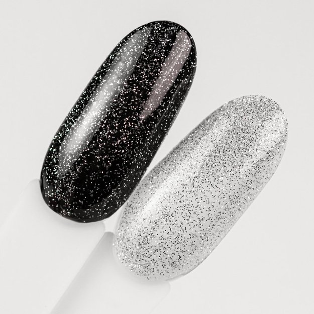 AlleLac Silver Glow Top Glitter no-wipe viršutinis gelinis nagų lako sluoksnis HEMA/Di-HEMA Free, 7 g