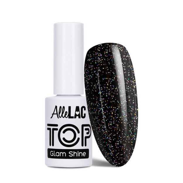 Gelinio nagų lako viršutinis sluoksnis Top Glam Shine AlleLac Diamond, 5 g