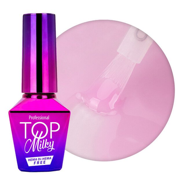 Gelinio nagų lako viršutinis sluoksnis Top Milky MollyLac Daisy, 10 g