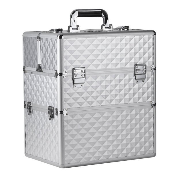 Lagaminas kosmetikai sidabrinis rombas 35 x 25 x 40