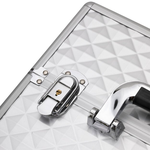 Lagaminas kosmetikai sidabrinis rombas 35 x 25 x 40 3