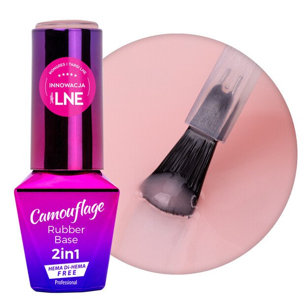 Bazinis sluoksnis manikiūrui MollyLac Nectarine Nude Rubber Base 2w1, 10 g