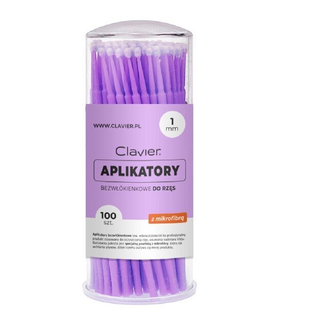 Aplikatoriai be pluošto blakstienoms Clavier, 1 mm, 100 vnt Aplikatoriai be pluošto blakstienoms Clavier, 1 mm, 100 vnt